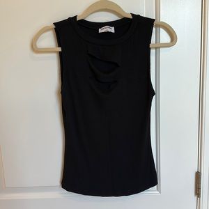 New LNA Luno Ribbed Top Evereve Black Size Medium